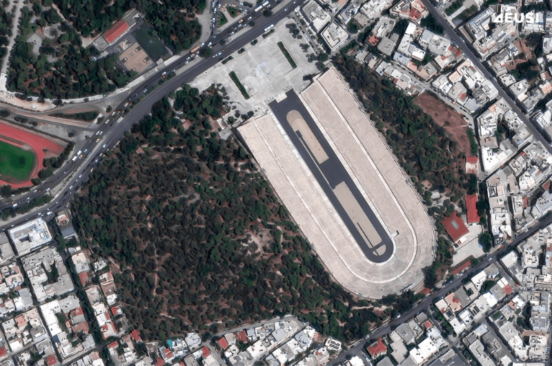 Satellite image of the Olympic stadium in Athens