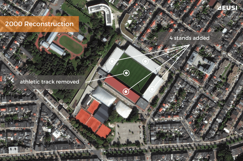 Annotated satellite image of the Olympic Stadium in Antwerp