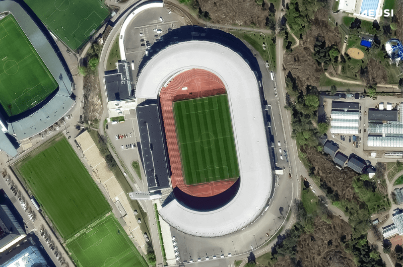 Satellite image of the Olympic Stadium in Helsinki