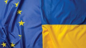 EU and Ukraine falgs together