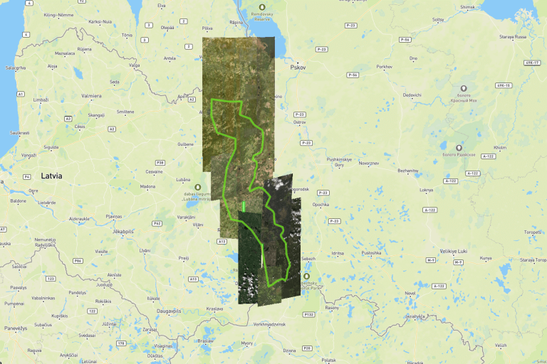 Satellite images over Latvia-Russia border