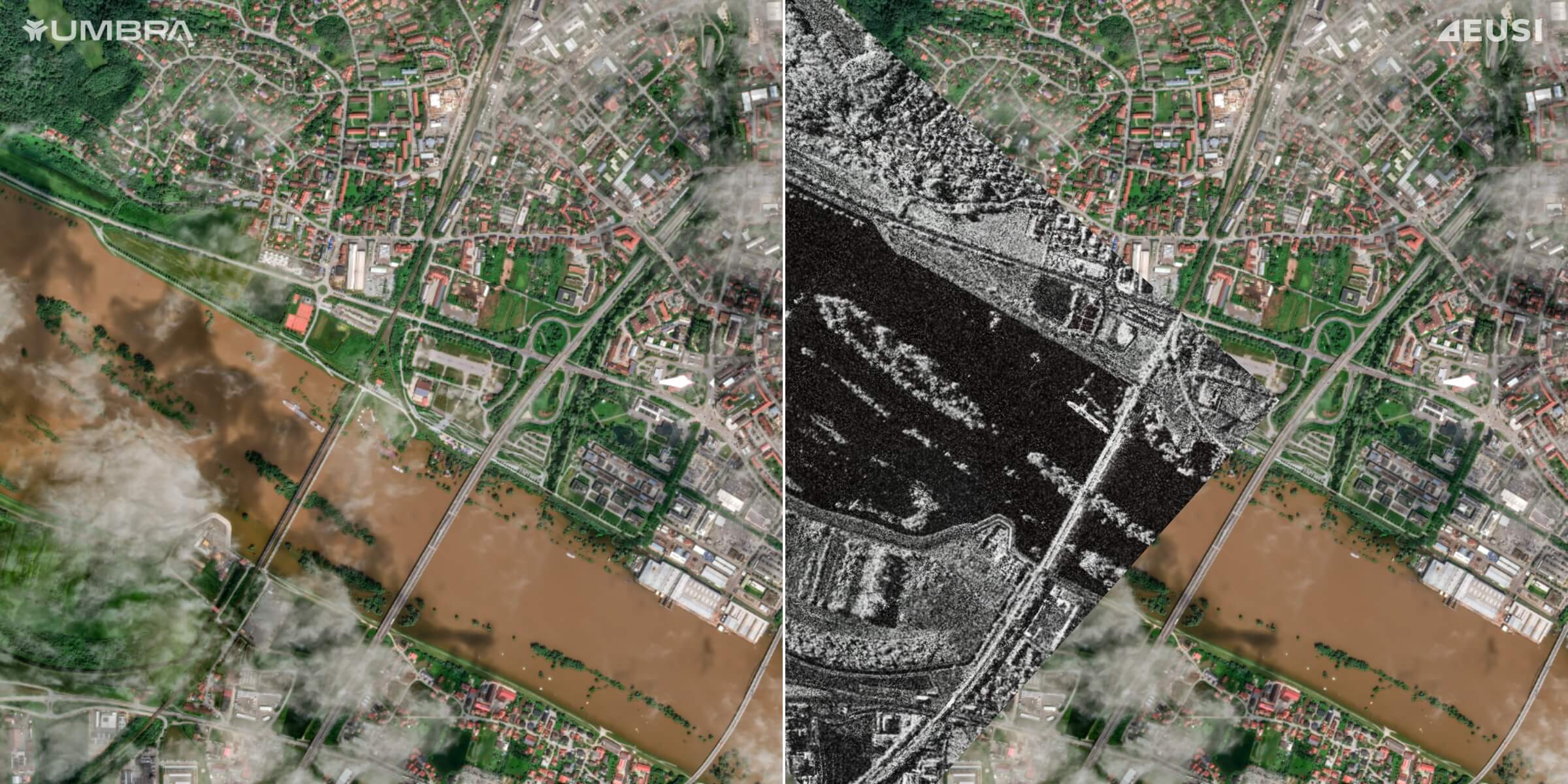 DoubleShot (part of an optical satellite image is supplemented by a SAR image)