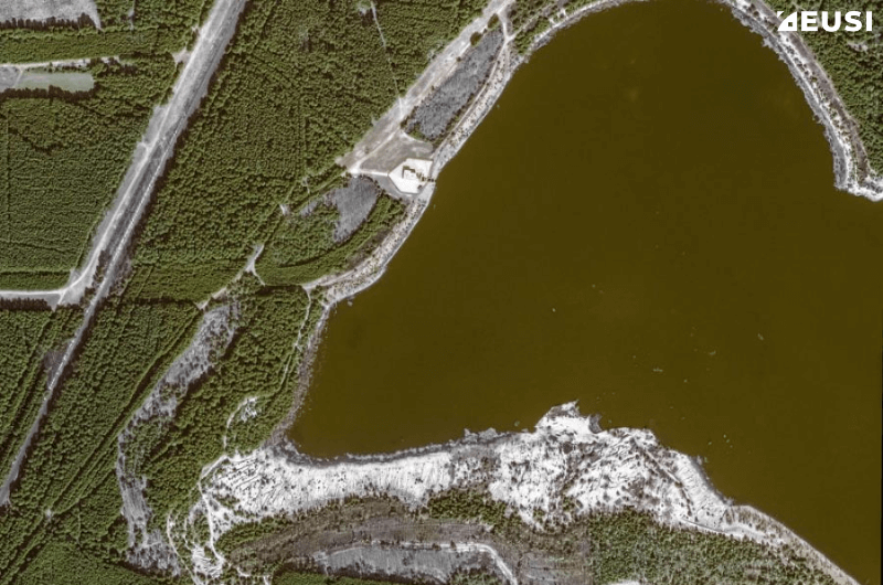 Satellite image of a water reservoir