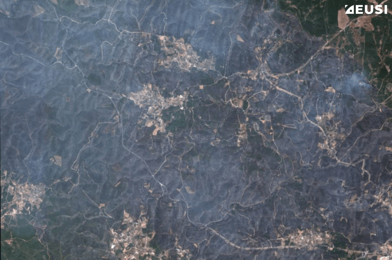 Satellite image of a wildfire