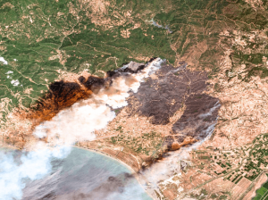 Natural disaster (fire) in a satellite image