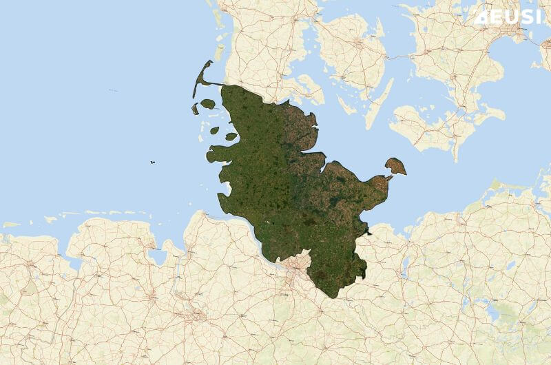 Satellite map of Schleswig-Holstein