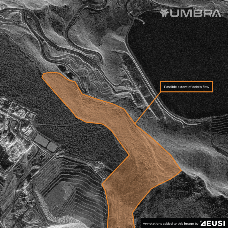 SAR satellite images of the landslide at the Copler gold mine, Turkey