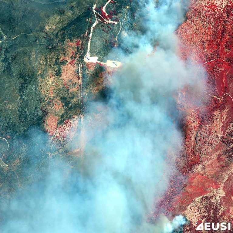 Satellite image of a wildfire