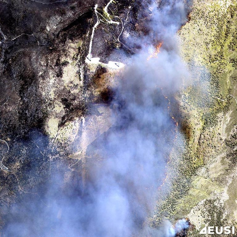 Satellite image of a wildfire