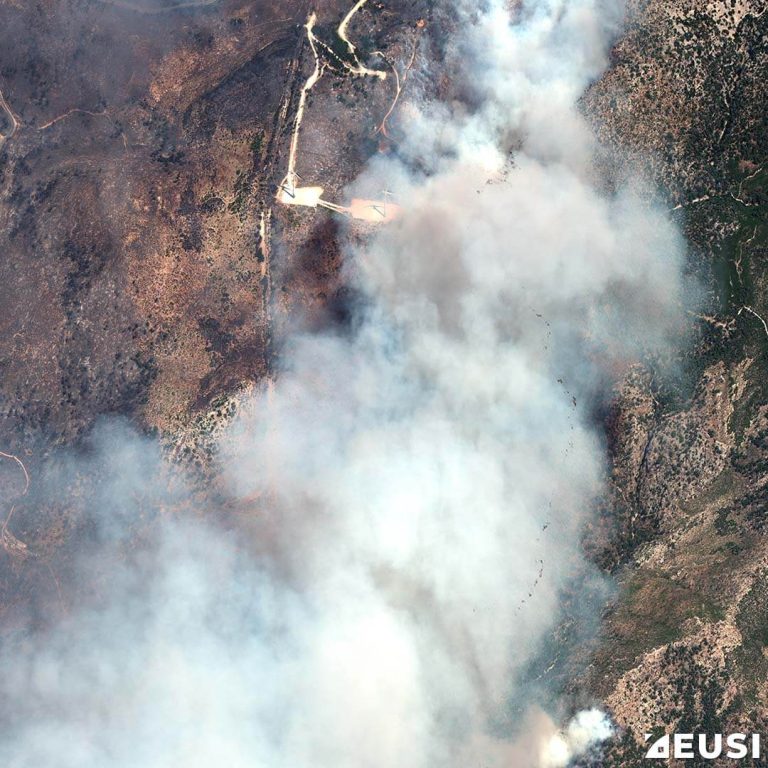 Satellite image of a wildfire